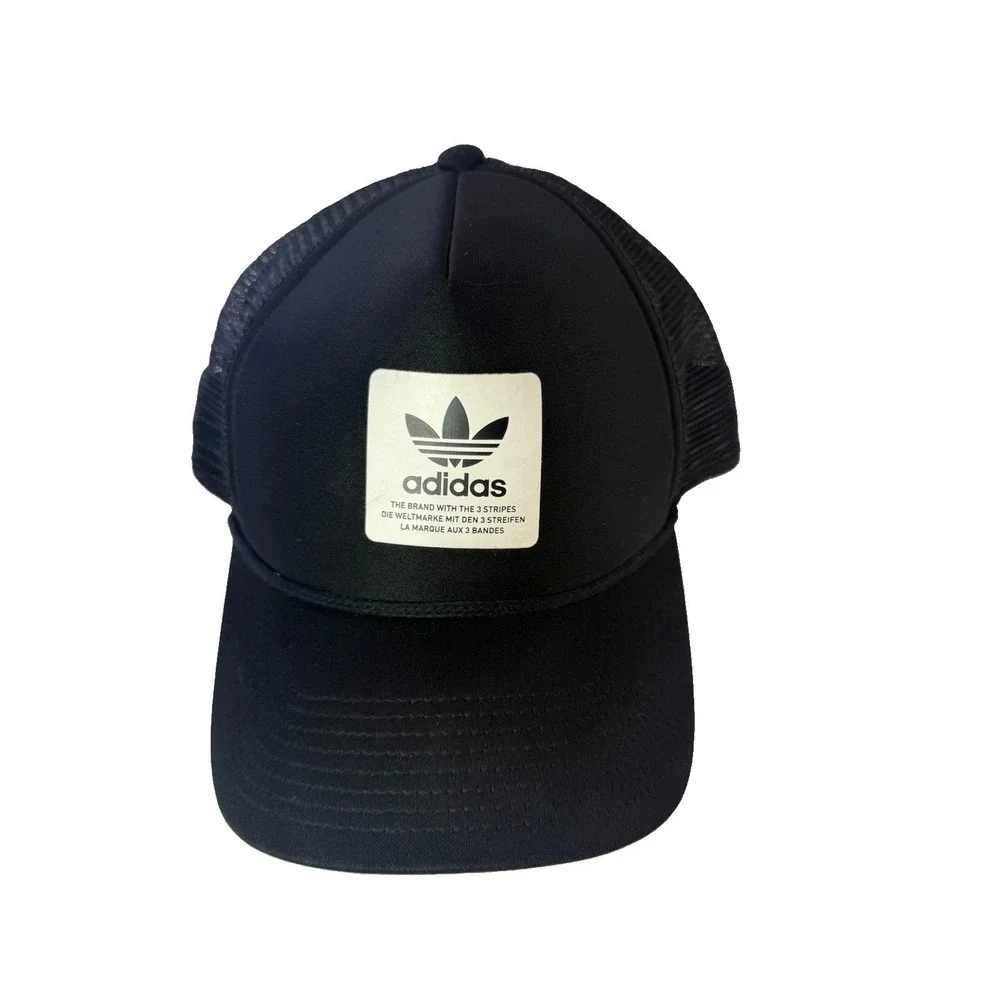 adidas Originals Dispatch Trucker Hat Black Mesh Snapback Cap Y2K